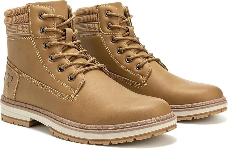 Athlefit Casual Men's Hiking Boots Fashion Lace up Combat Boots Low Heel Comfort