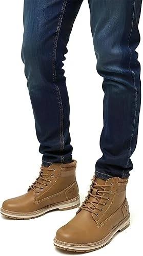 Athlefit Casual Men's Hiking Boots Fashion Lace up Combat Boots Low Heel Comfort